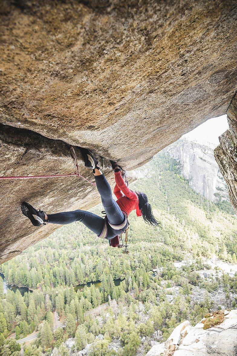 Genevive climbing in Yosemite.