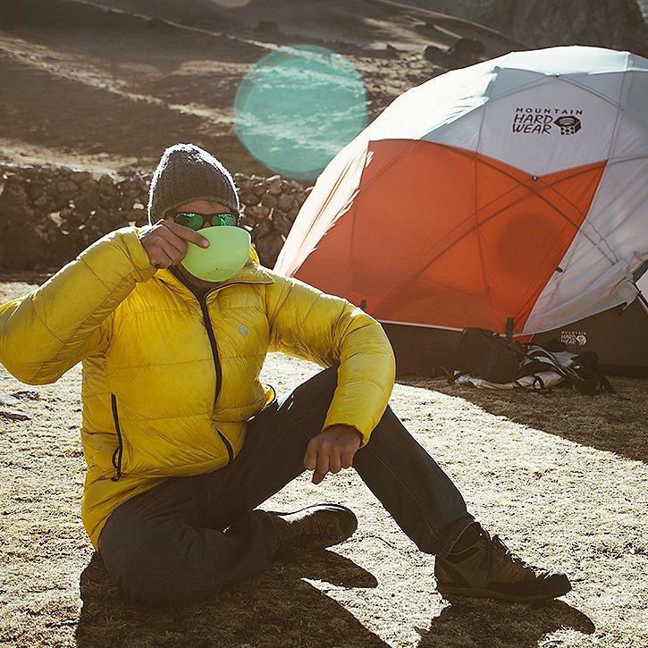 Breakfast at camp made cozy from the Phantom parka.
