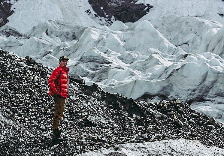 MHW employee explores Everest Base Camp in Nepal, wearing the Mt. Eyak jacket.