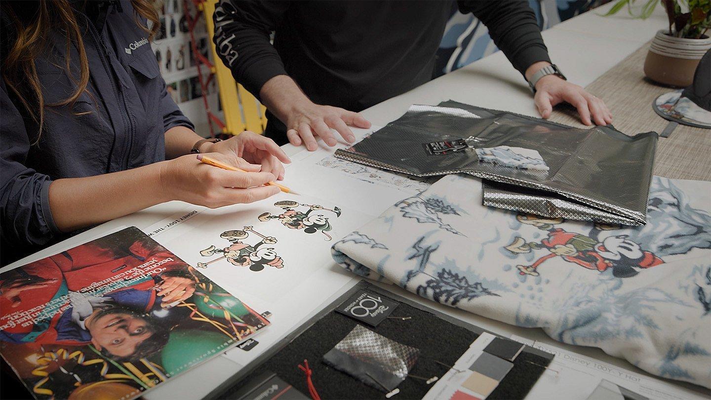 Video still showing collaboration between Columbia and Disney on the collection. 