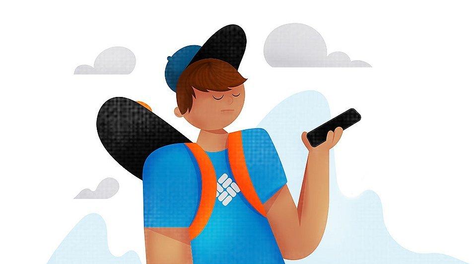 Illustration of a teen with a skateboard and smartphone.