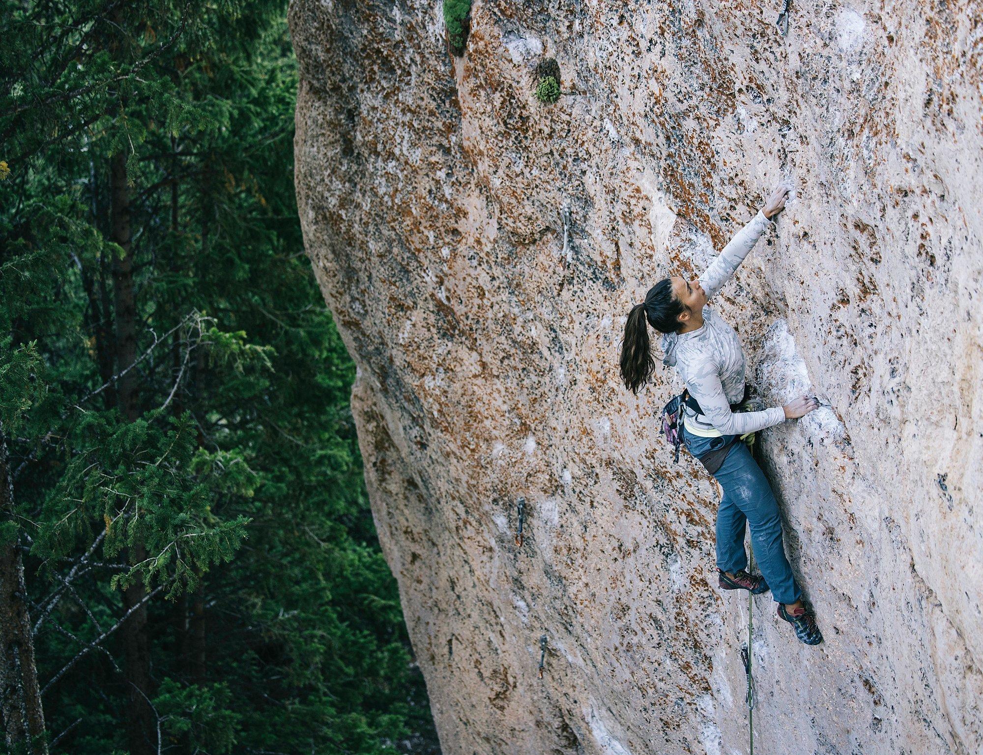 Natalie climbing.