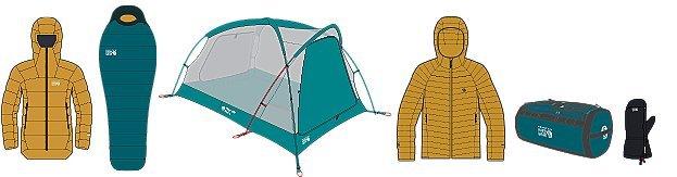 Line drawings of the products featured in winter wanderer