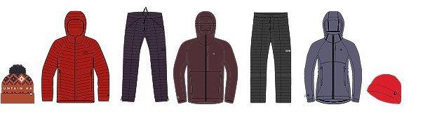 Line drawings of the products featured in winter wanderer