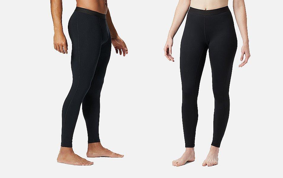 Two people wearing Warm Baselayer Tights. 