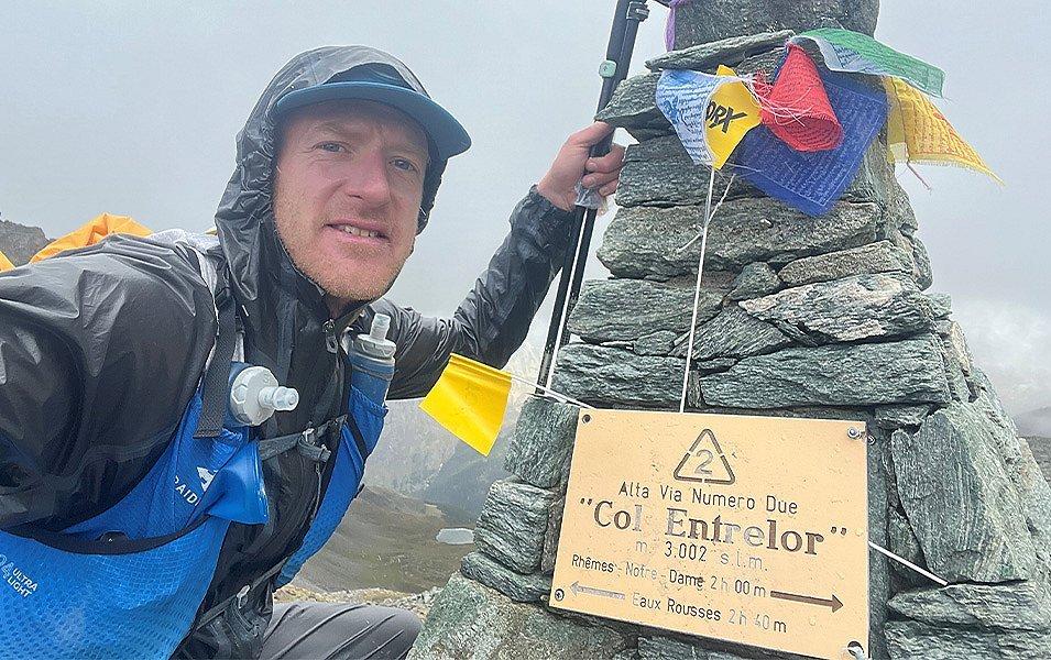 Columbia Sportswear running ambassador Willie McBride pauses for a photo during Italy's 200-mile Tor des Géants race. 