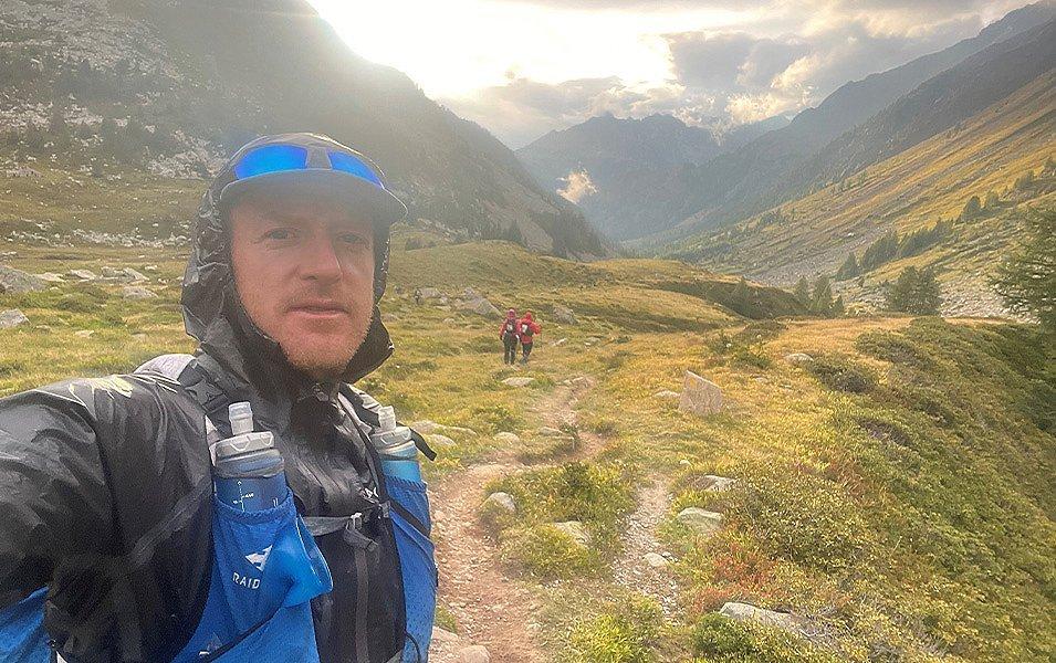 Columbia Sportswear running ambassador Willie McBride poses for a quick selfie during the 200-mile Tor des Géants race in the Italian Alps. 
