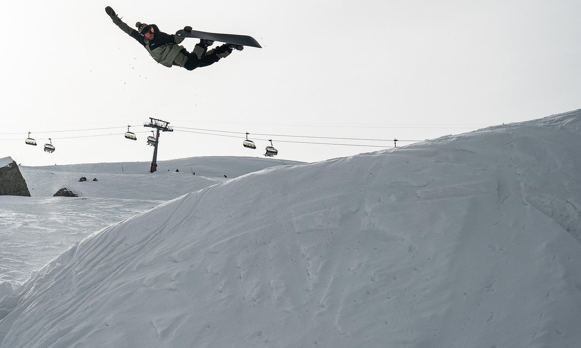 Big air snowboarding at the resort.