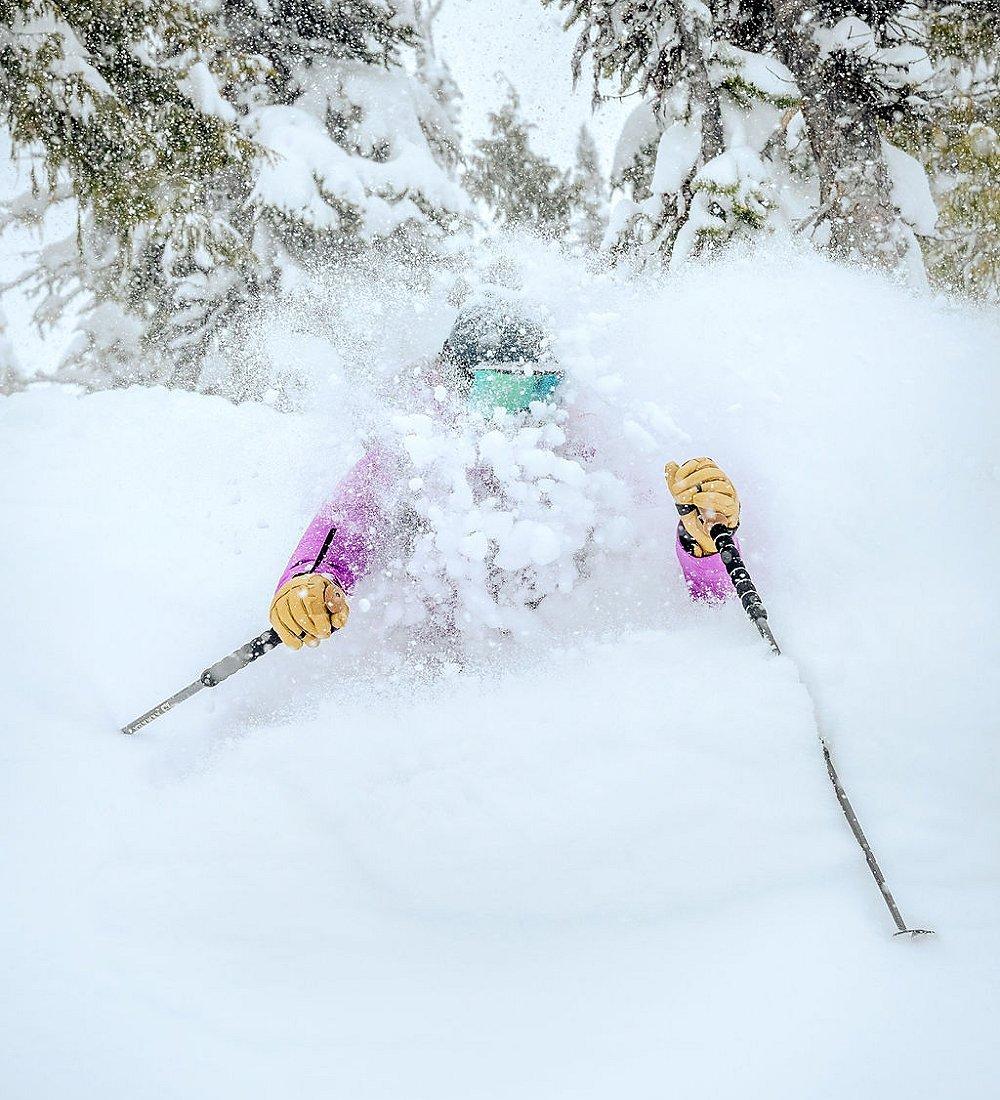 Skiing in powder.