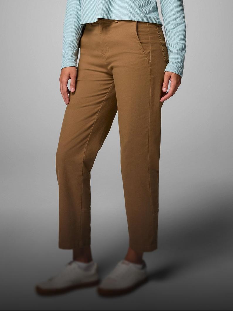 A person wearing brown pants