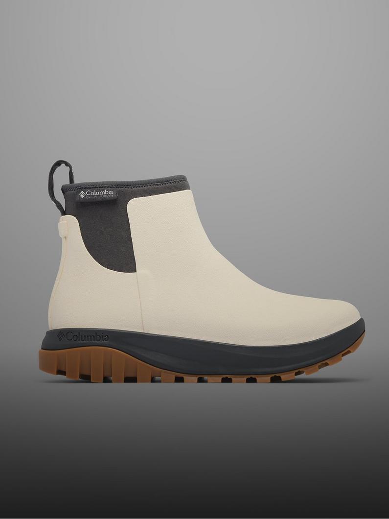 A side view of a winter boot