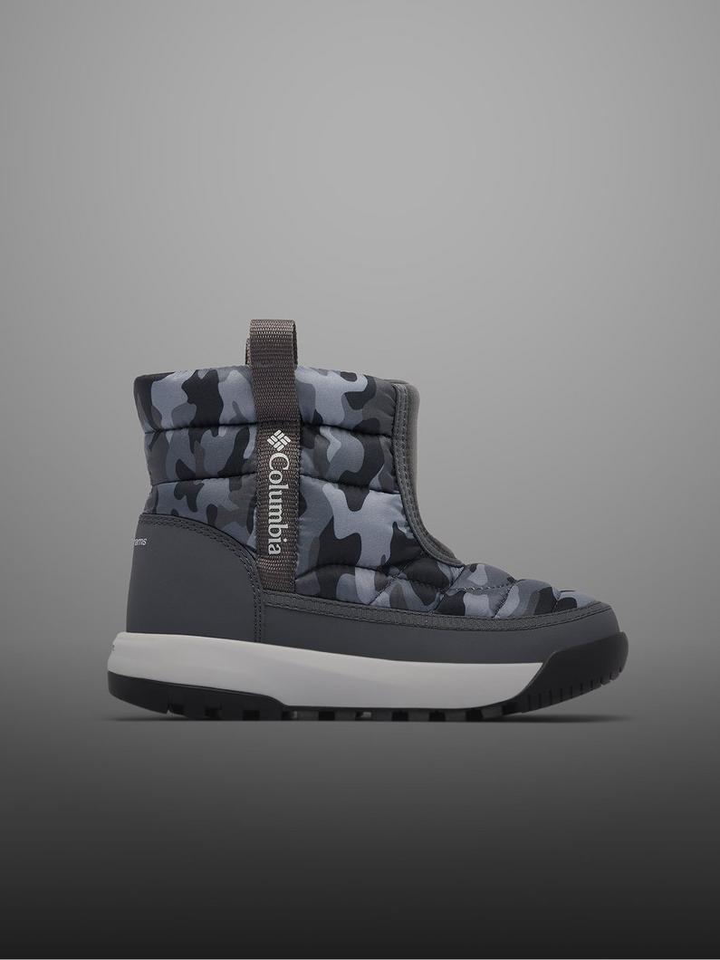 A side view of a winter boot