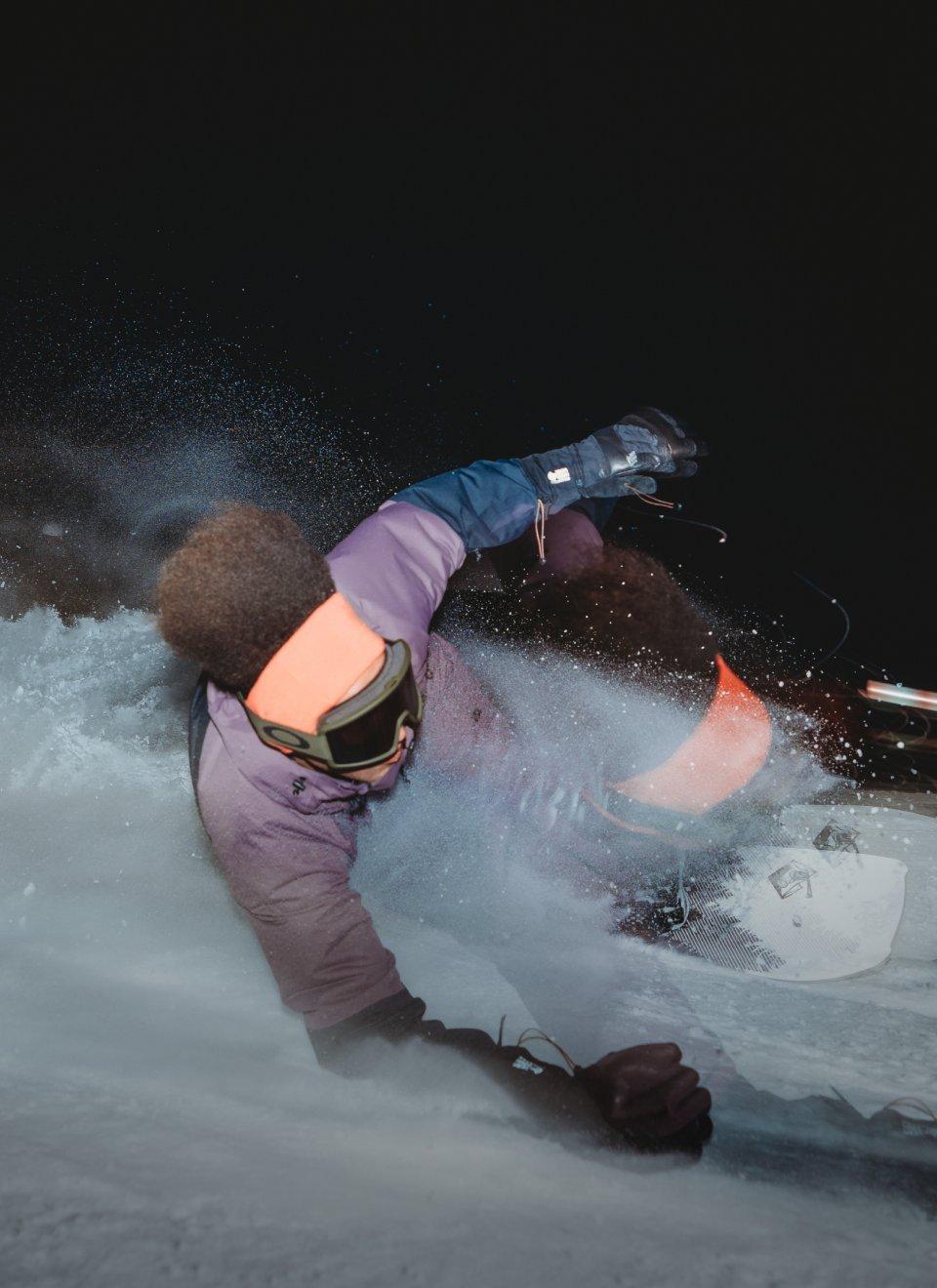 Bryce Barnes shredding on a snowboard.