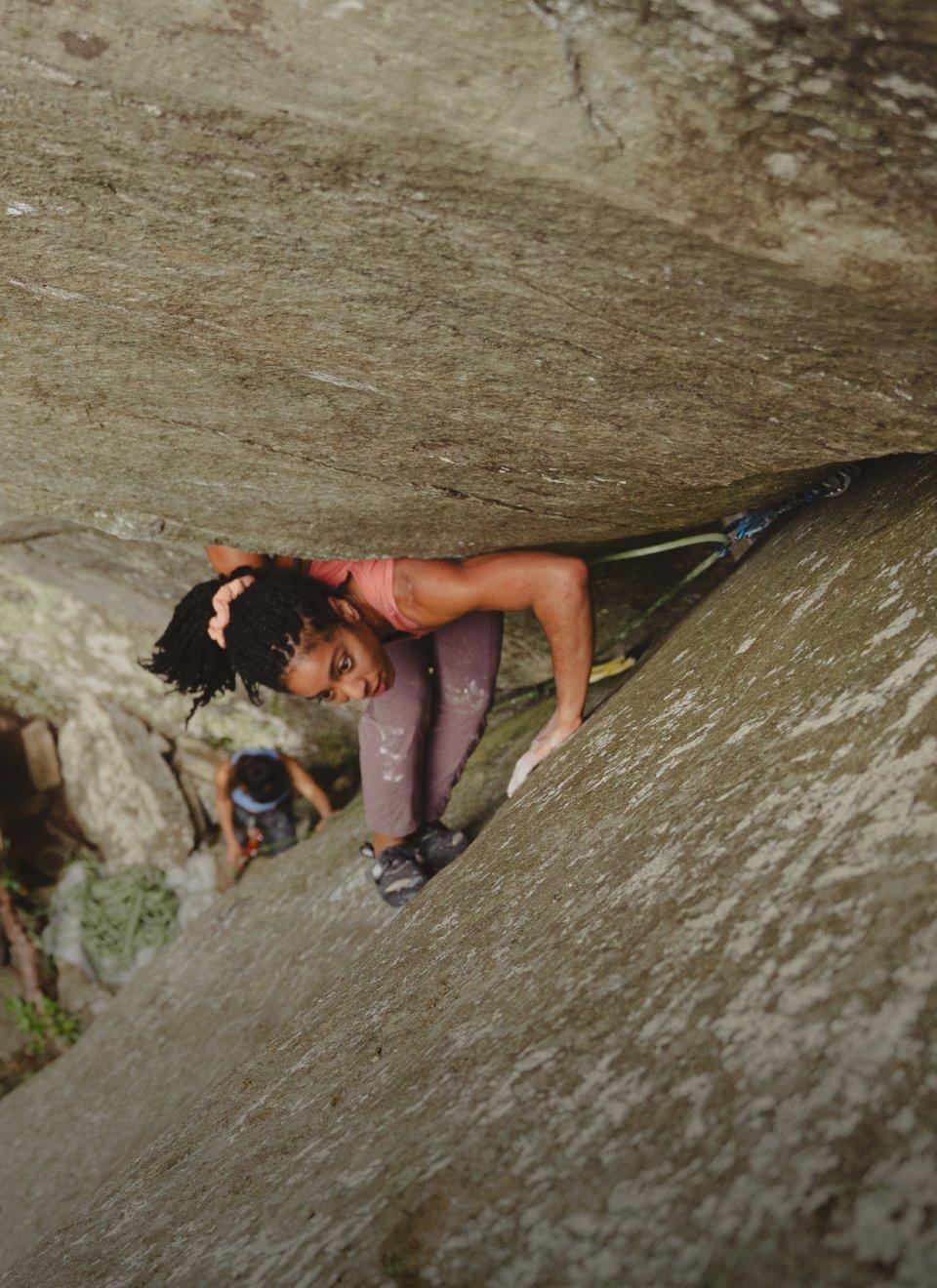 Genevive Walker crack climbing.