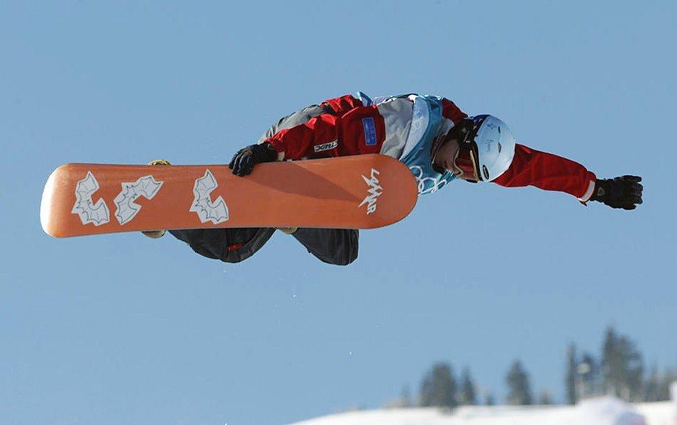 Tricia Byrnes competing  at the 2002 Winter Olympics.