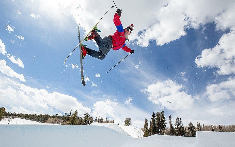 Hotdog Hans is pictured doing tricks in the halfpipe. 