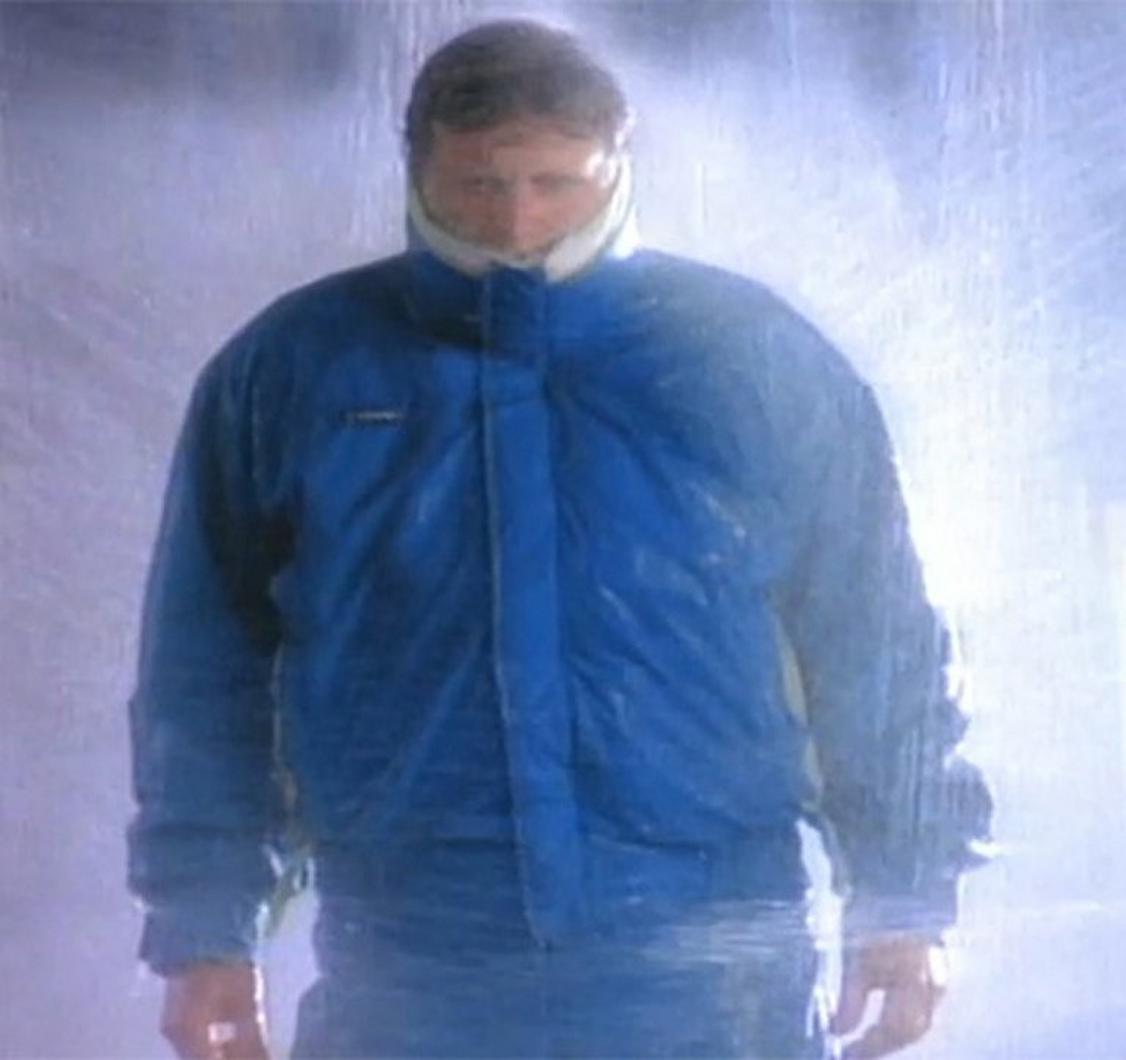 Tim Boyle in a waterproof Interchange jacket going through the car wash.