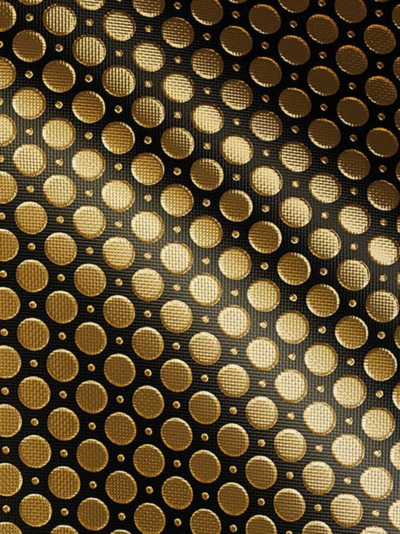 Close-up of the gold dot material on the interior of a jacket.