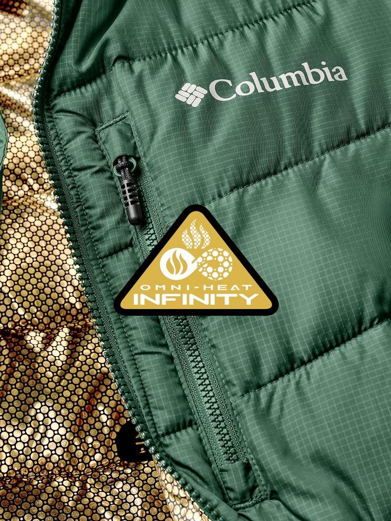 A green Omni Heat Infinity jacket with the logo on top.