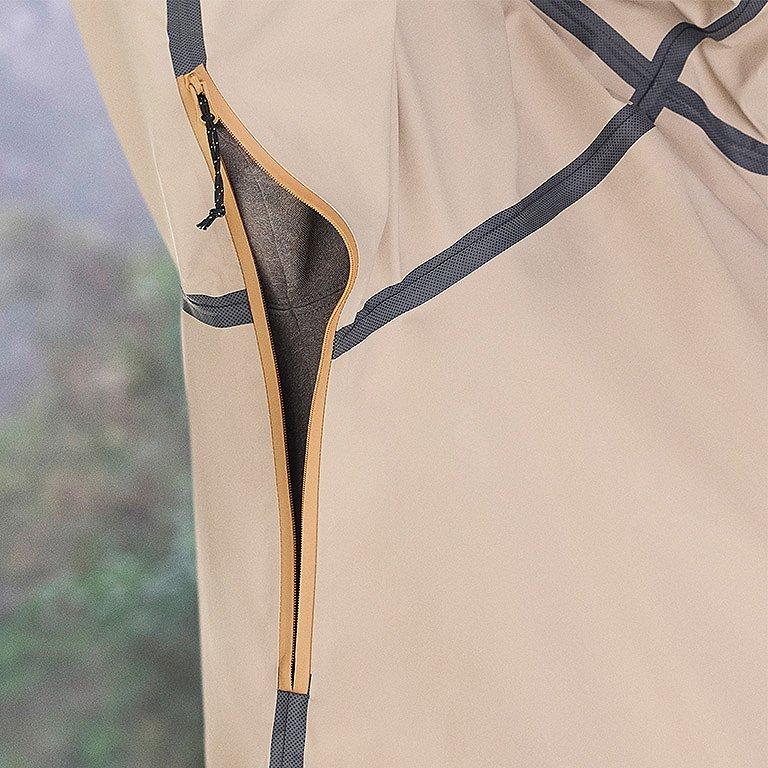 Close-up of the breathable arm vents