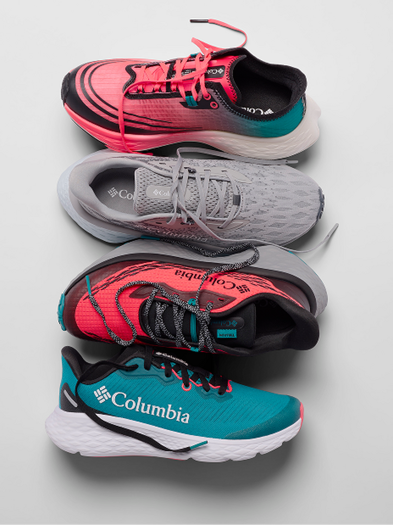 Close-up of a shoe's tread with text: Need help finding the right shoe? Try shoe finder.