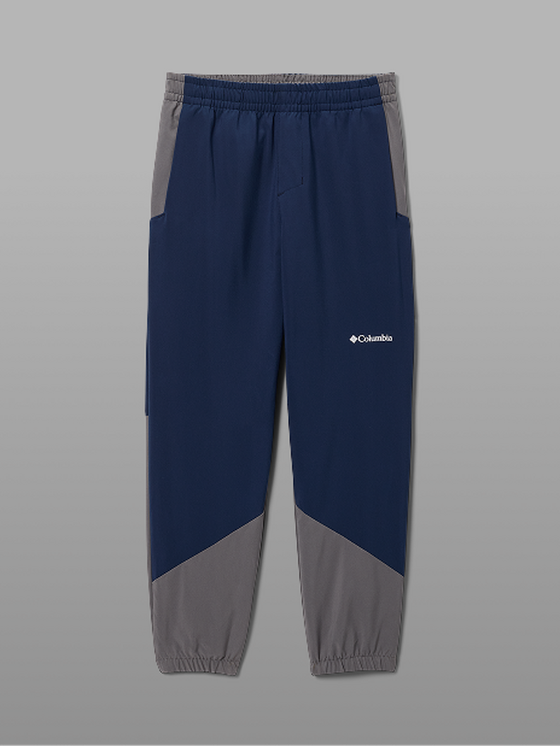 A navy pair of pants.