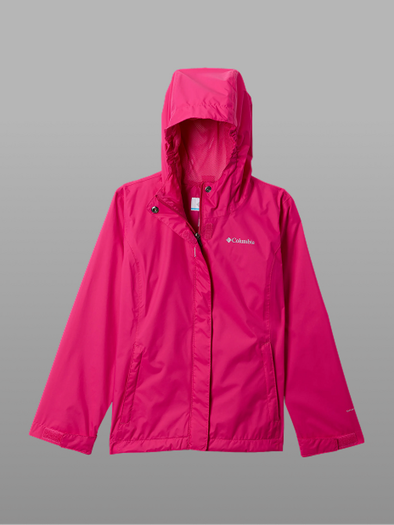 A pink rain jacket.