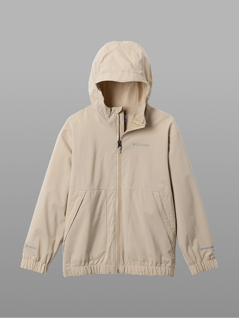 A tan rain jacket.