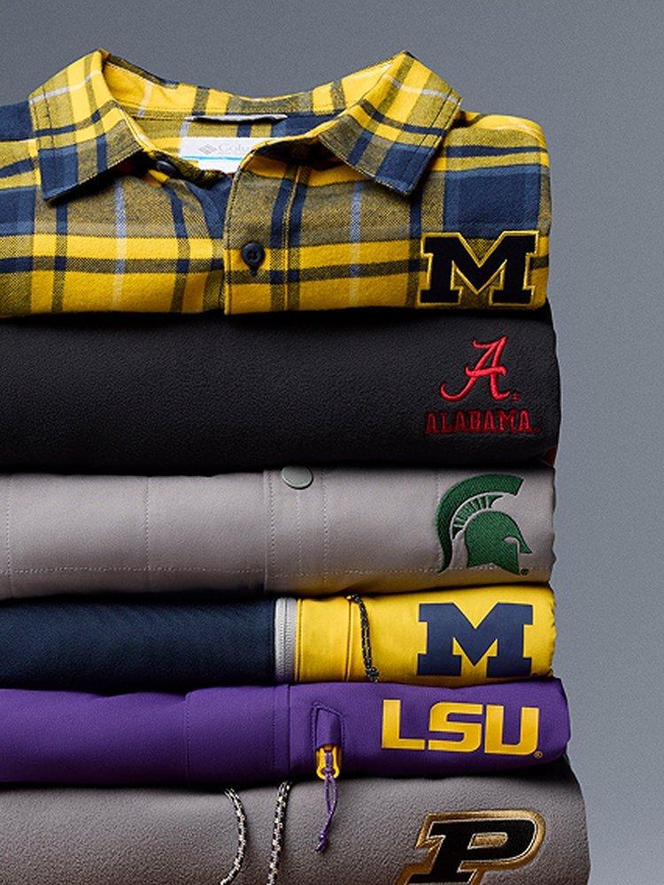 Stack of collegiate gear