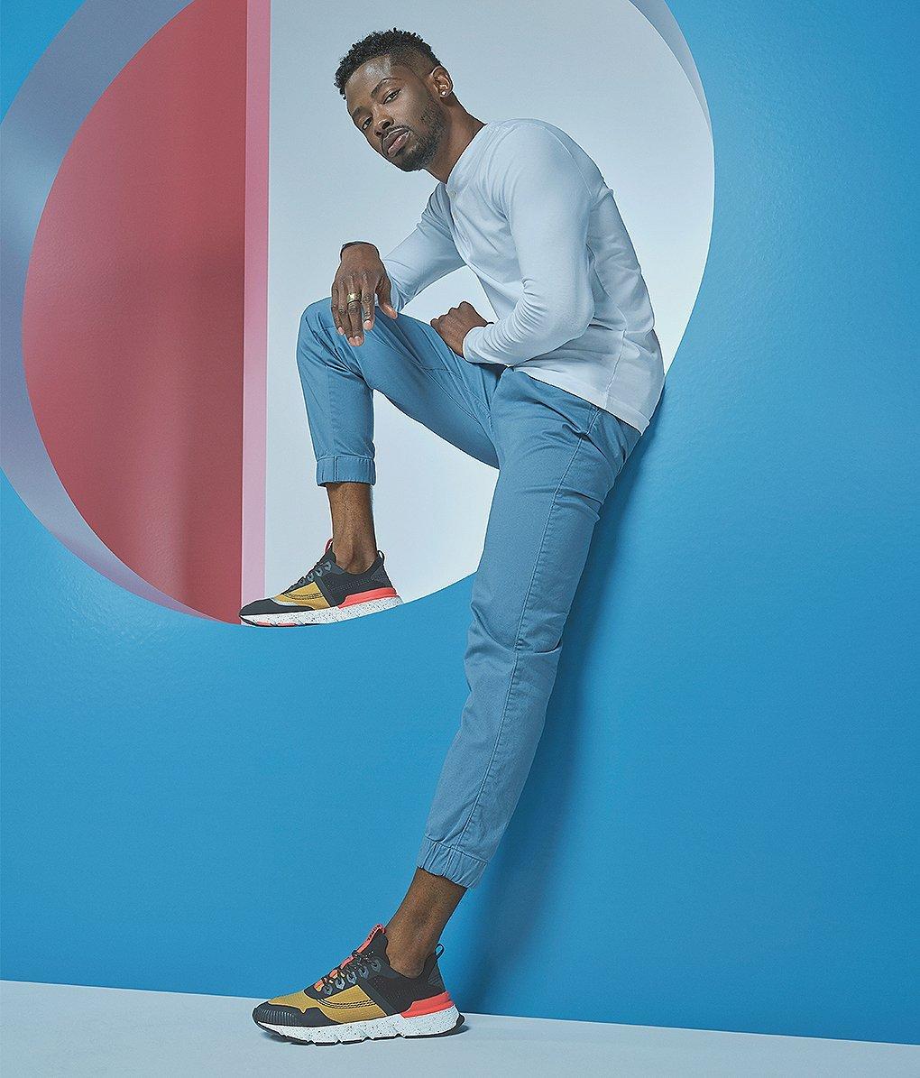 Man wearing new Kinetic Rush sneakers