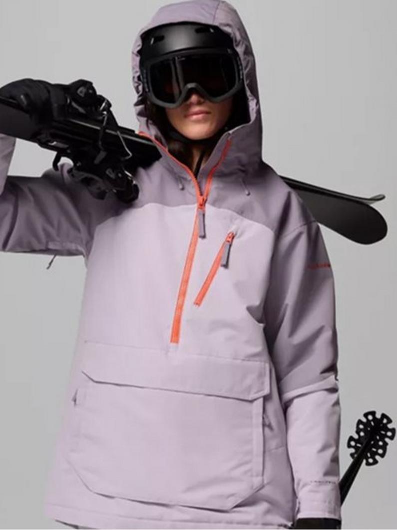 Woman in a ski jacket.