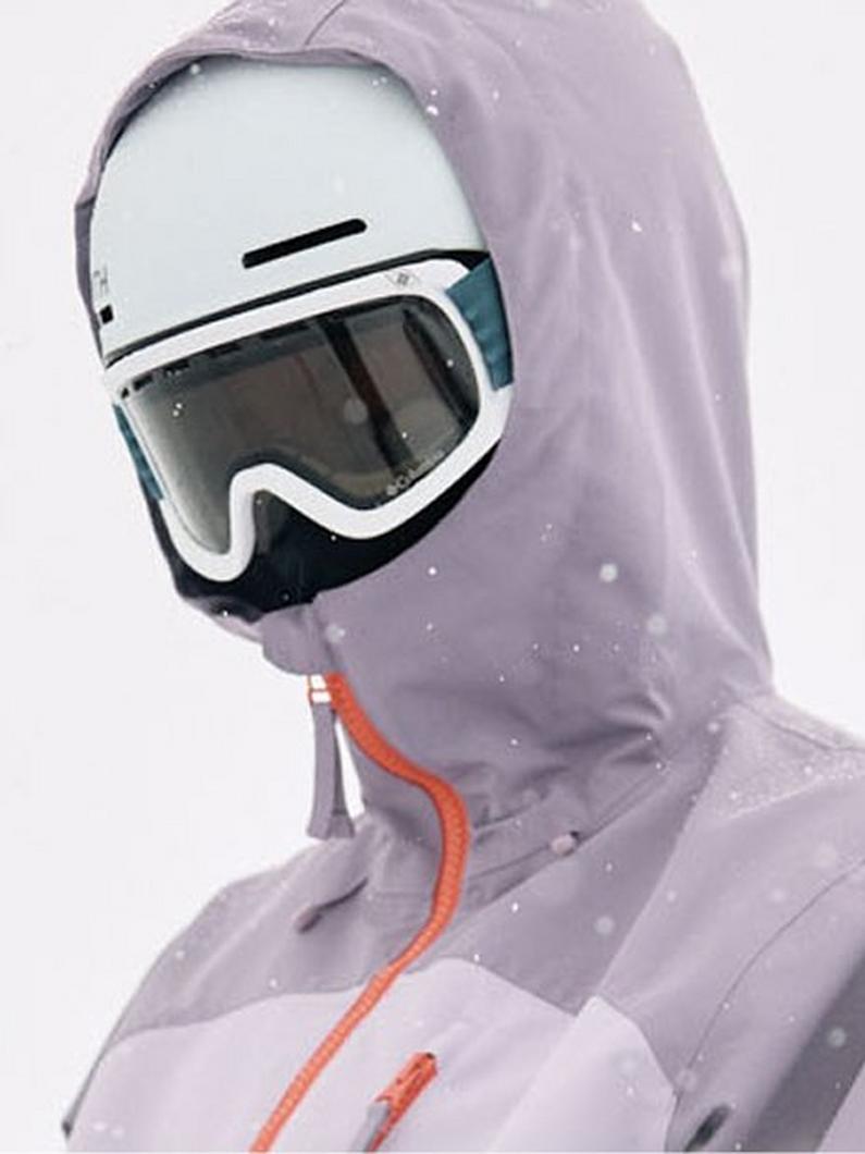 Woman in a ski jacket.