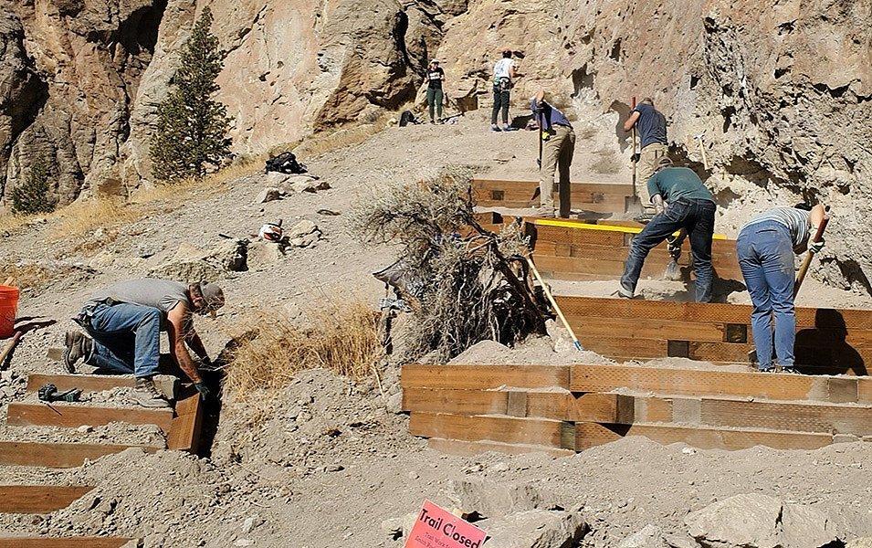  Volunteers help to build a trail at Smith Rock State Park during annual Spring Thing.