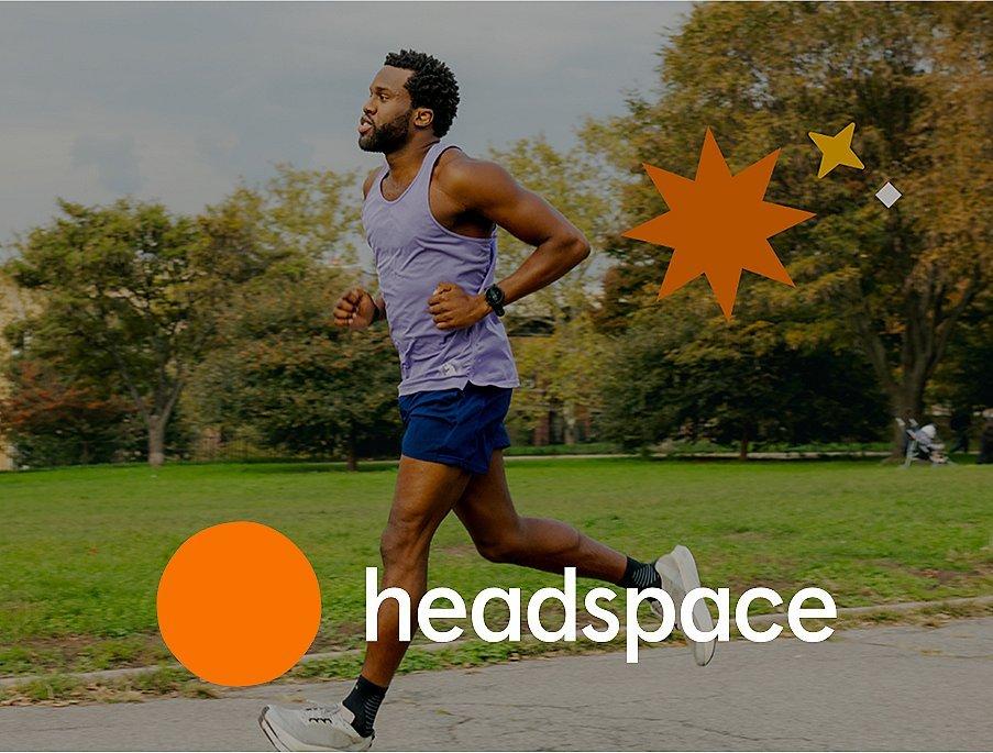 Runner outside with Headspace logo.