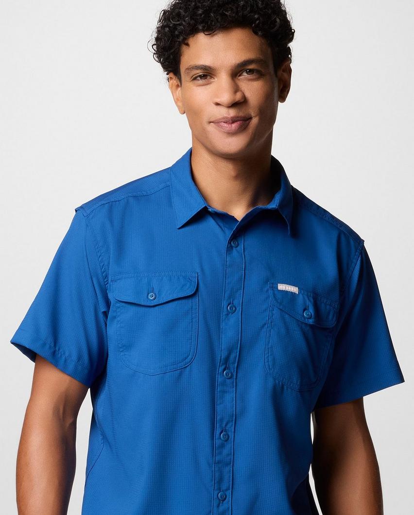 Man in blue shirt