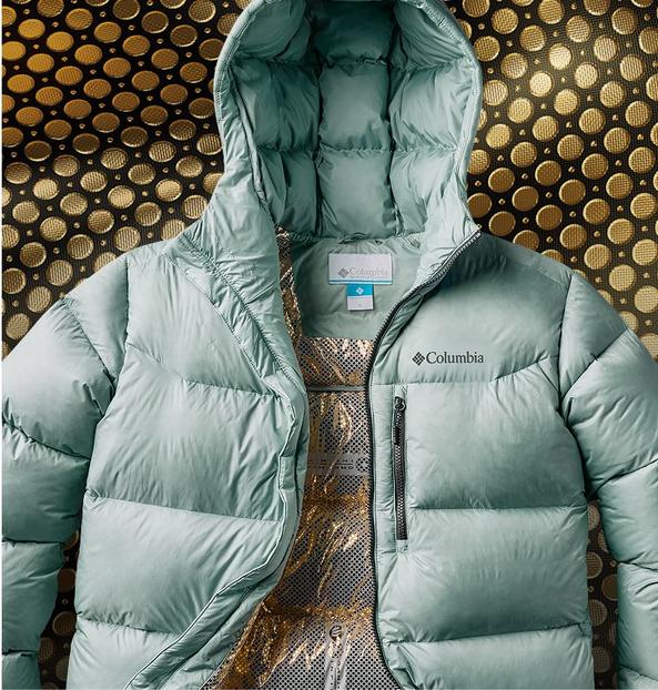 Warm jacket lined with gold dots.