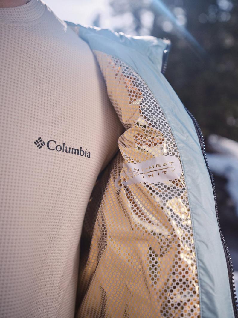 Close-up of an Omni Heat jacket liner with gold dots. 