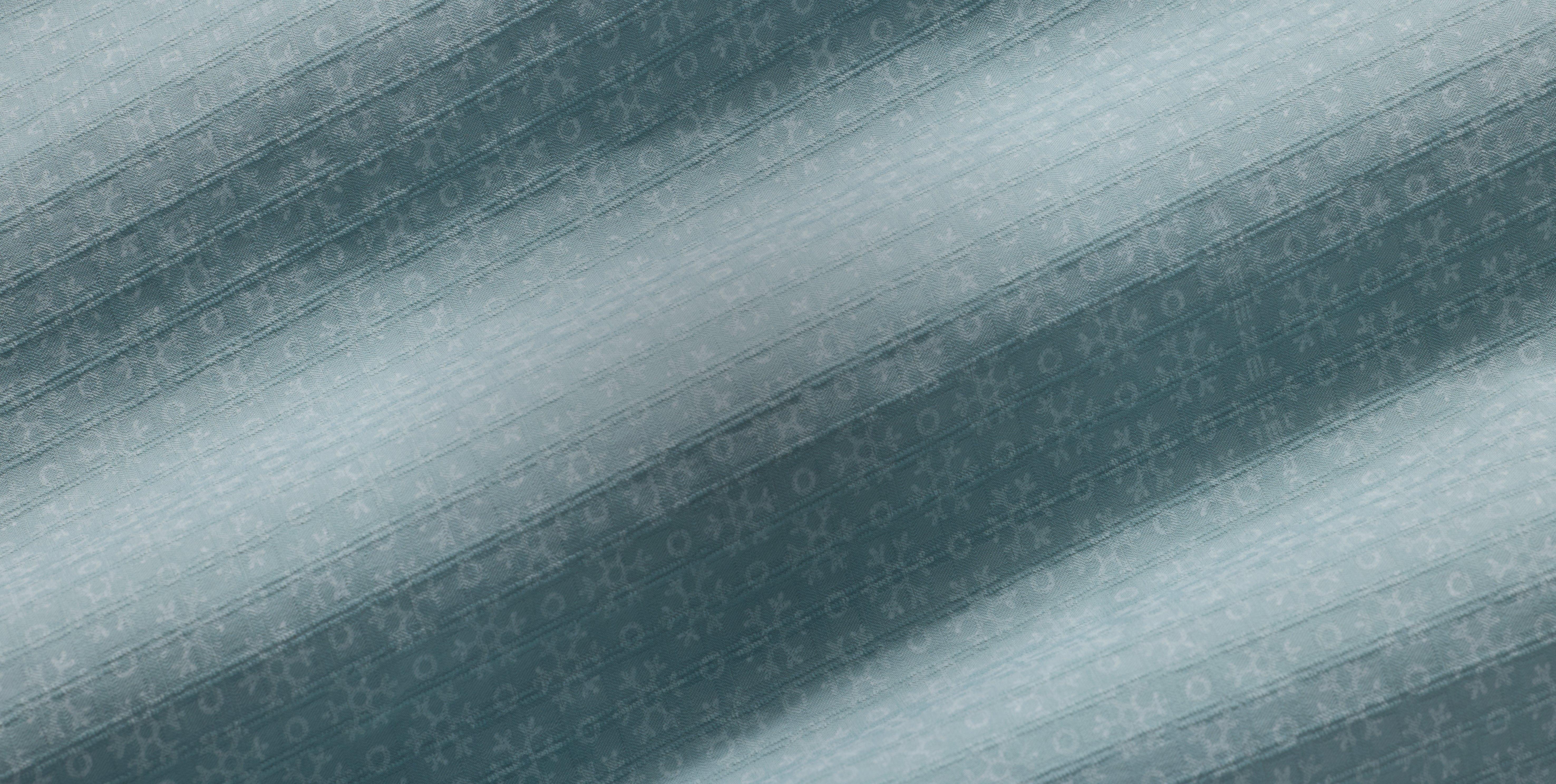 Teal and gray brushstroke textured fabric with diagonal striped pattern.