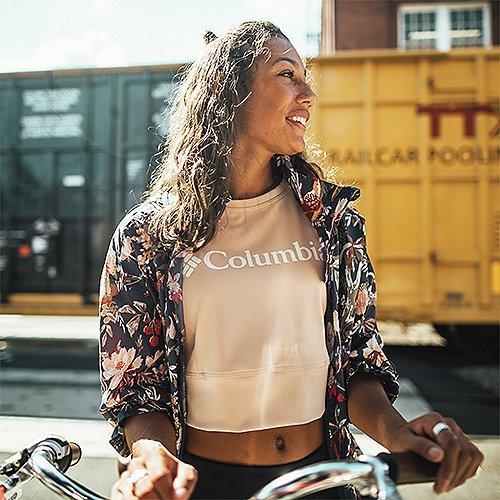 A woman in an urban setting