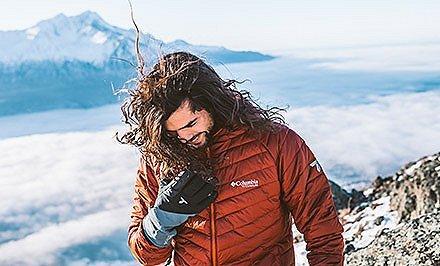 A man wearing a jacket with Thermarator insulation.  