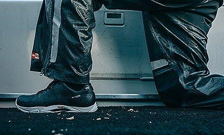 Close-up of a person wearing OutDry Extreme shoes. 
