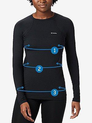 Silhouette of women with lines overlayed to visually display how to measure.