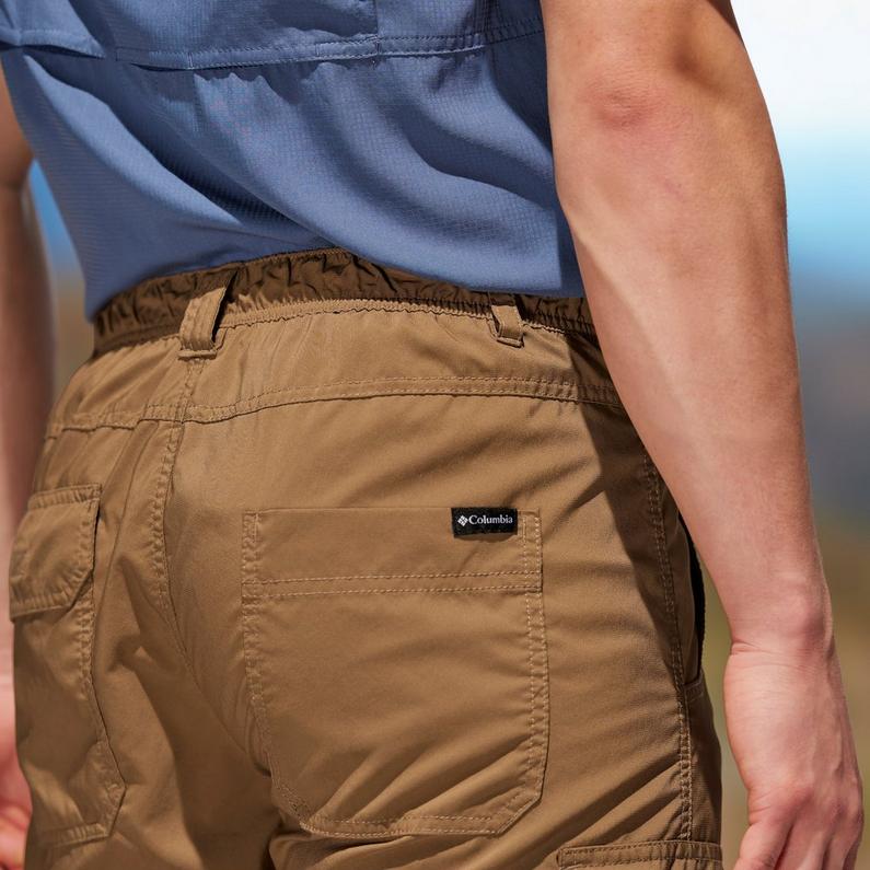 Close-up of Silver Ridge cargo shorts and partial elastic waistband. 
