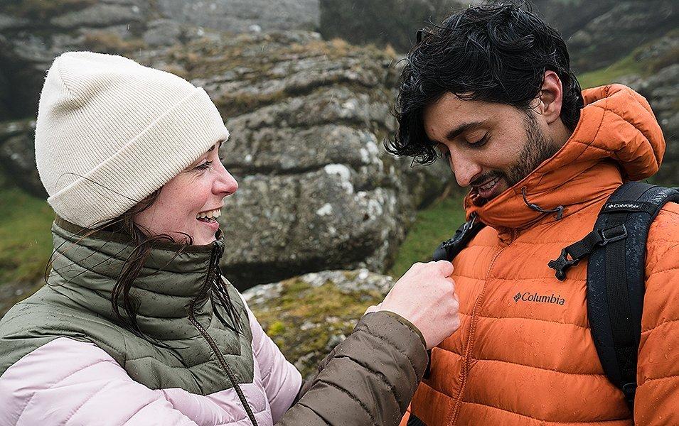 Wandering homes Charlie and Josh in Columbia jackets