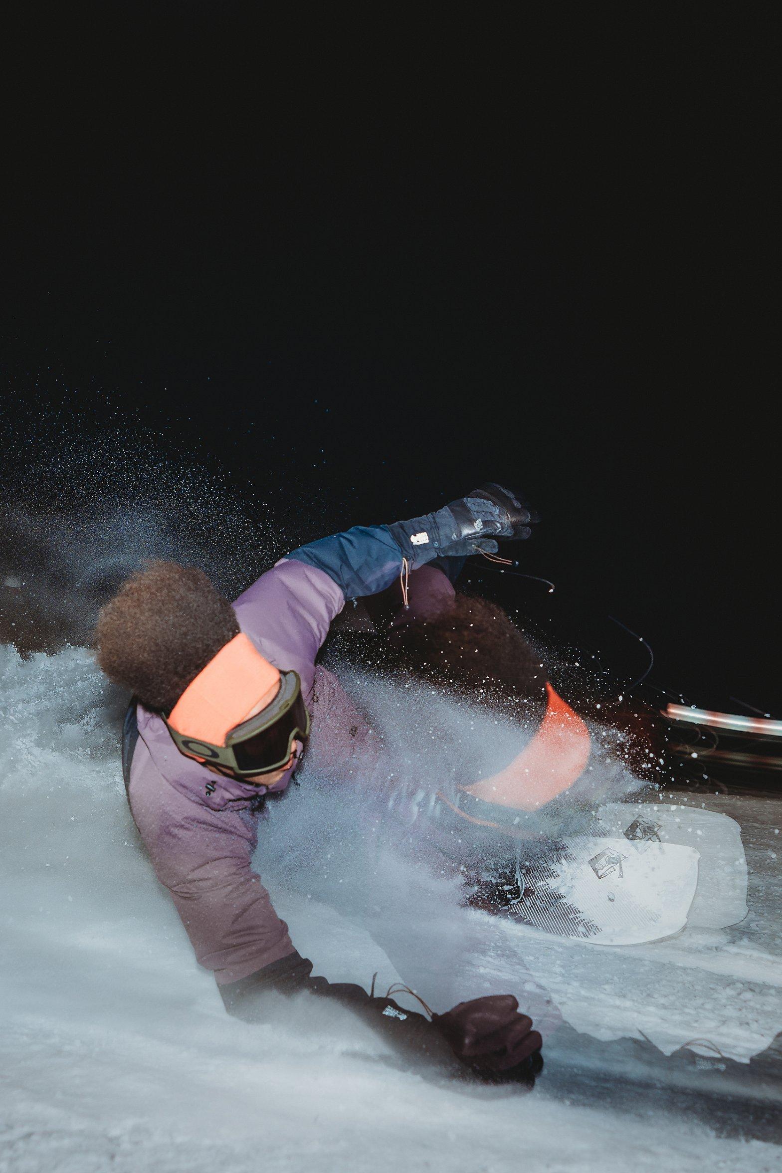 Bryce in motion on his snowboard