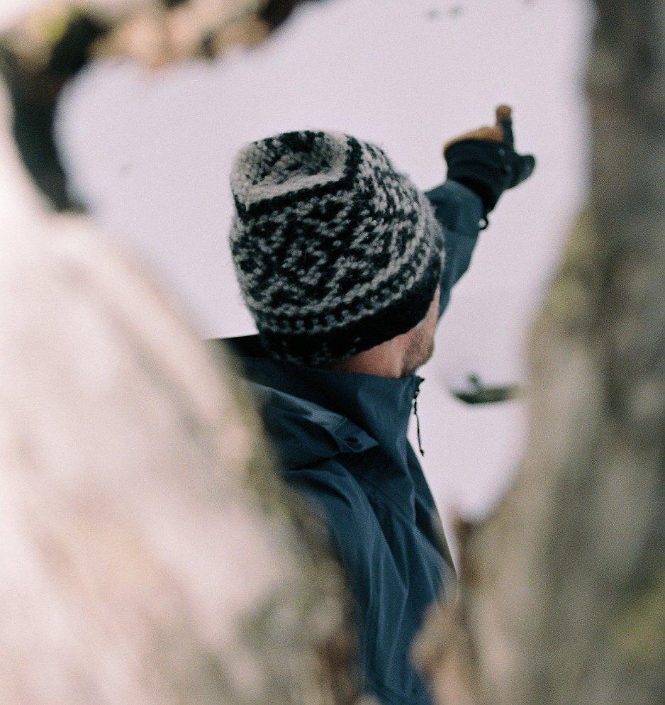 Jake pointing at something off in the distance.