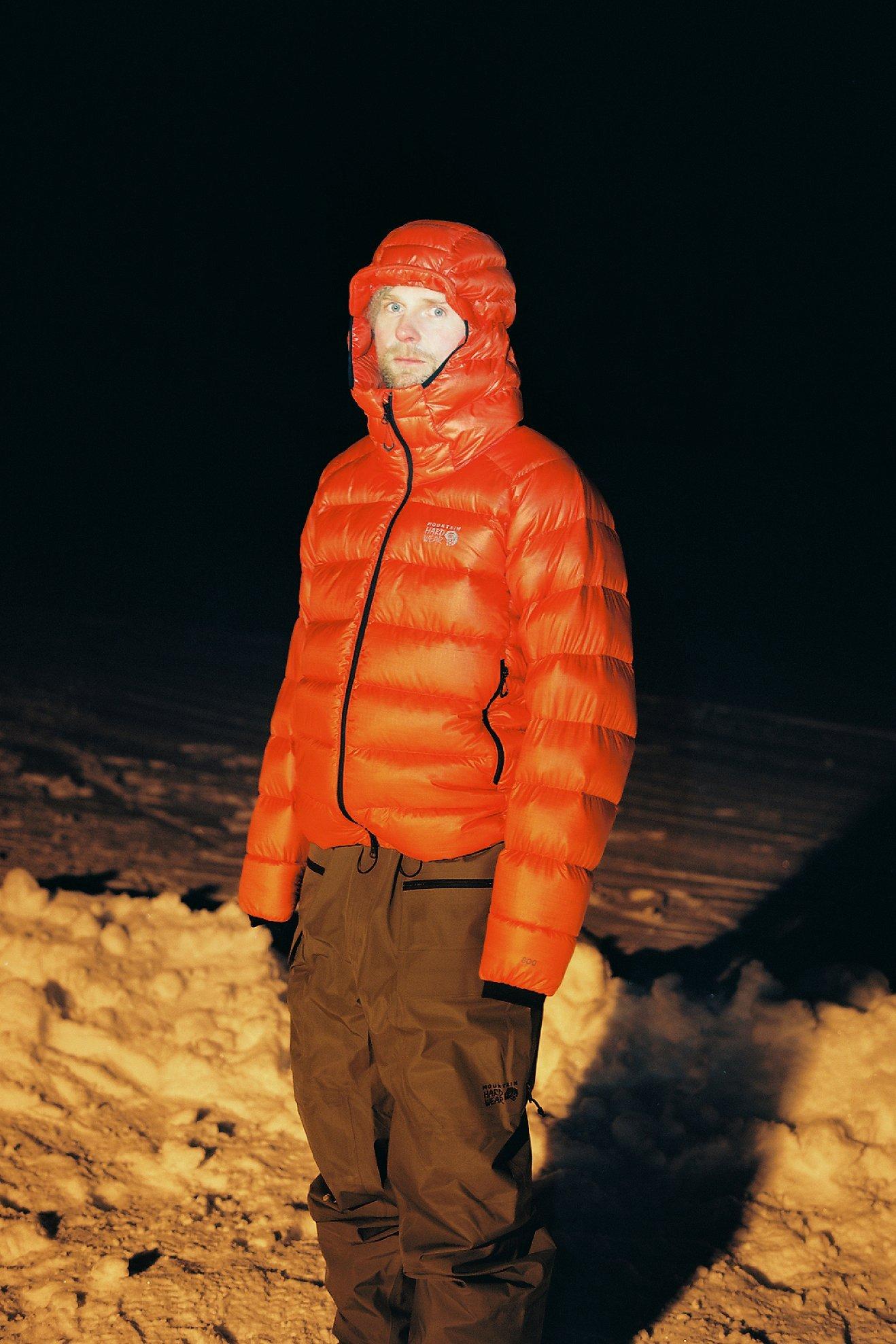 Jake in the Men’s Phantom™ Alpine Down Hooded Jacket.

