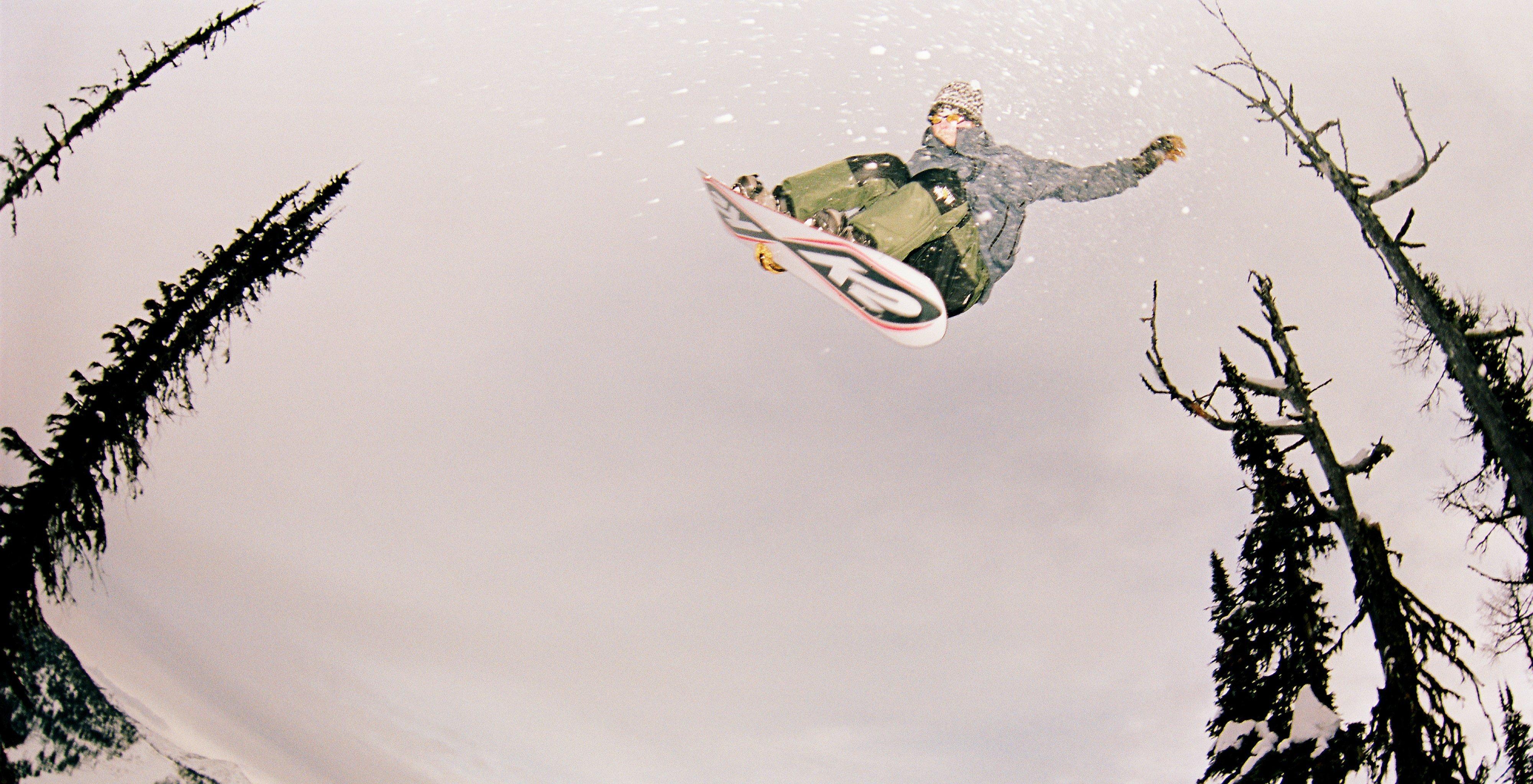 Jake ripping on his snowboard.