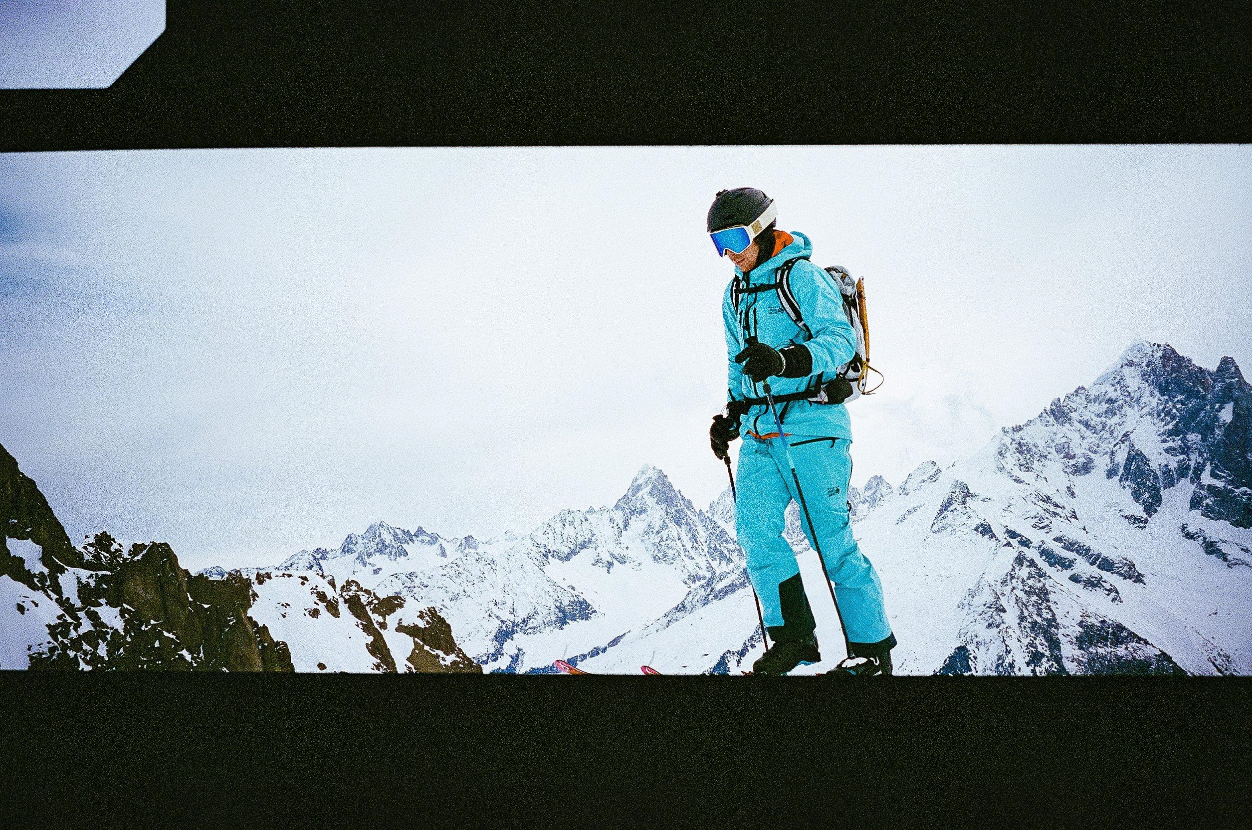 Vivian at the top of a ski run in the backcountry.