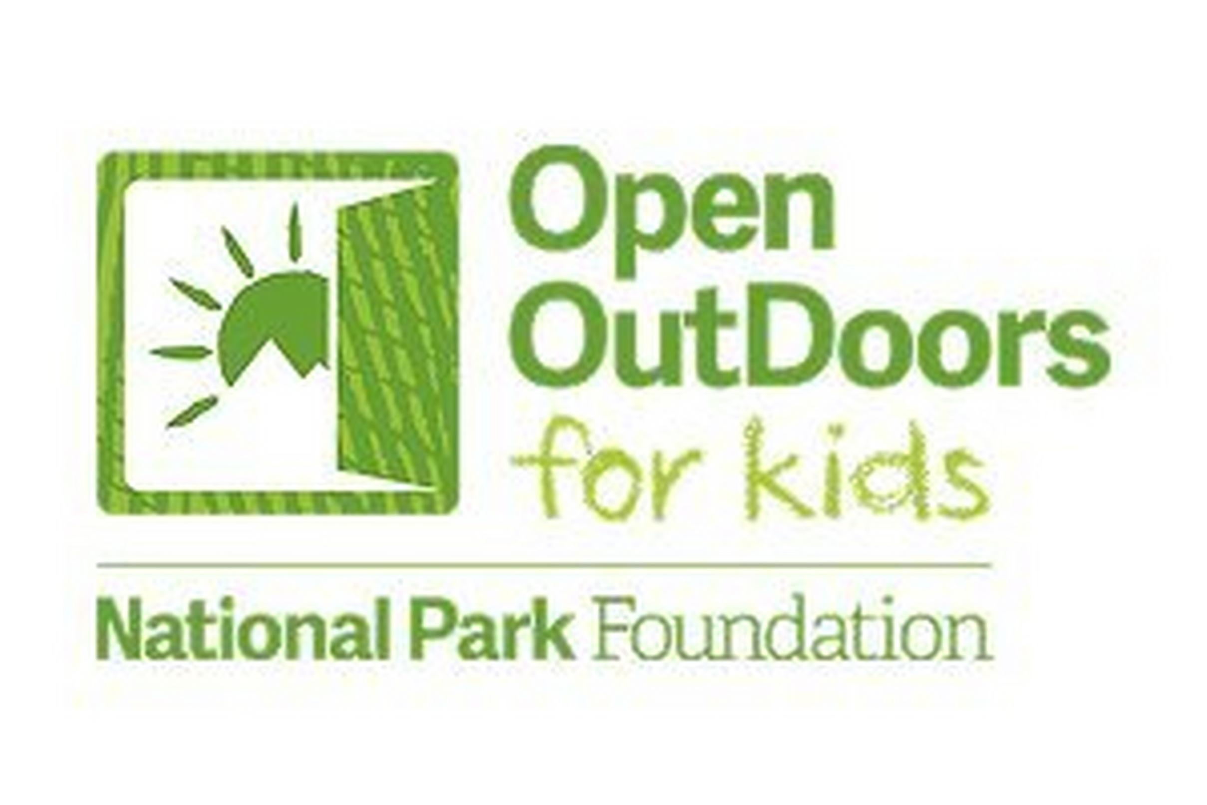 Open OutDoors for kids National Park Foundation logo with green leaf and sun icon.